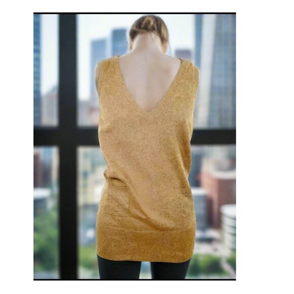 BCBGMAXAZRIA Brown Sleeveless Angora Wool Blend V-Neck Sweater Tunic Top Y2K Sty - Picture 3 of 10